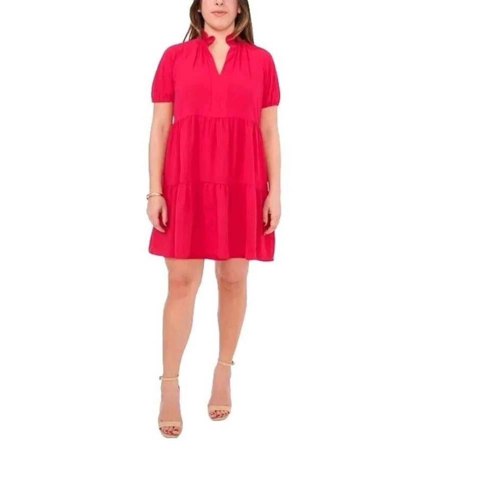 MSK Pink A-Line Mini Dress with Puff Sleeves Size Petite Small